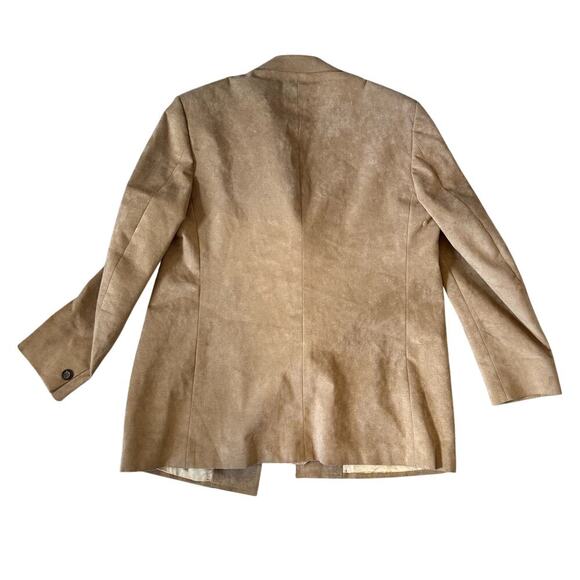 Vintage Men's 1970s Camel Suede Leather Blazer with Silk Lining Size L/XL - Picture 3 of 5